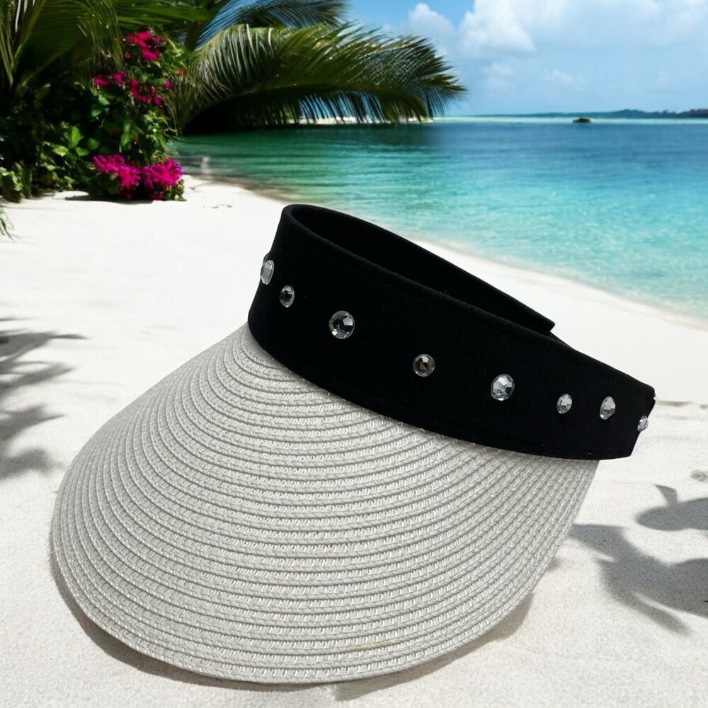 Women’s Adjustable Wide Brim Sun Hat, UV Protection, Beach Visor Summer, Ivory